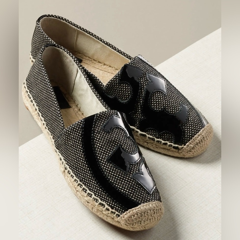 Tory Burch Lonnie espadrilles Flats Black tan Size 7